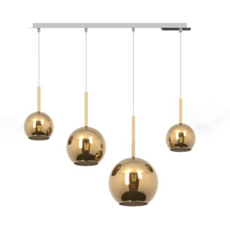 SOSP. CROMO RETTANGOLARE 4 LUCI VETRI (1 GRANDE+1 MEDIO+2 PICCOLO) TUTTI ORO 1155CR-S4 RMIX-OR (1/5)