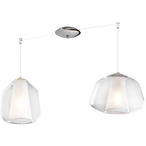 SOSPENSIONE CROMO 2 LUCI SPOSTABILE VETRI ALPHA + BETA TRASPARENTI 1176CR-S2 S AB-TR (1/2)