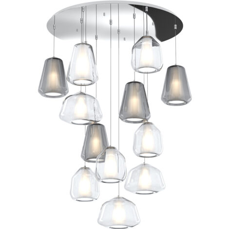 SOSPENSIONE CROMO 12 LUCI TONDA VETRI (ALPHA 3X TR) (BETA 4X TR) (GAMMA 4X FU + 1X TR) 1176CR-S12 T ABG-TF
