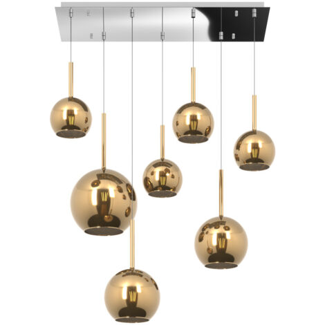 SOSP. CROMO RETTANGOLARE 7 LUCI VETRI (1 GRANDE+2 MEDIO +4 PICCOLO) TUTTI ORO 1155CR-S7 RMIX-OR (1/3)
