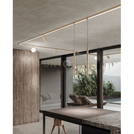 SOSPENSIONE 8W 3000K 635LM ORO 45CM  D.3CM IP65 PER SISTEMA BINARIO OUTY