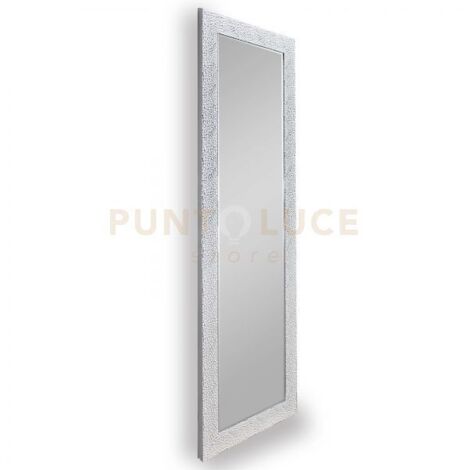 VICKY SPECCHIO DA PARETE CON CORNICE DECORATA IN VETRO CON GANCI X INSTALLAZIONE ORIZZONTALE E VERTICALE BIANCO E CROMO