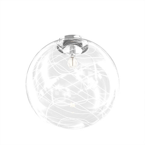 Plafoniera Contemporanea Moon Metallo Cromo Vetro Bianco 1 Luce E27 D.40Cm (1/4)