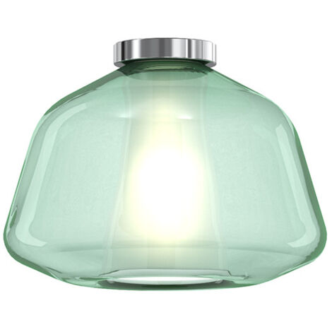 Plafoniera Contemporanea Double Skin Alpha Metallo Verde Vetro Cromo 1 Luce E27 (1/2)