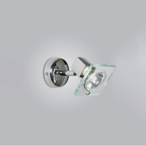 Applique Contemporanea Square Metallo Cromo Vetro Bianco Extrachiaro 1 Luce Gu10 (1/2)