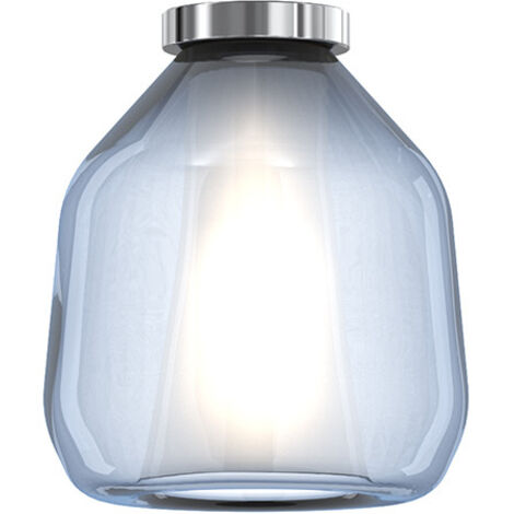 Plafoniera Contemporanea Double Skin Beta Metallo Cromo Vetro Blu 1 Luce E27