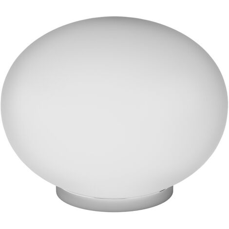 Lampada Da Scrivania Contemp Soft Metallo Cromo Vetro Acidato Opaco E27 28Cm
