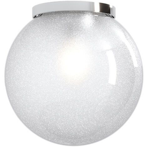 Plafoniera Contemp Glitter Metallo Cromo Vetro Soffiato Trasp 1 Luce E27 25Cm (1/2)
