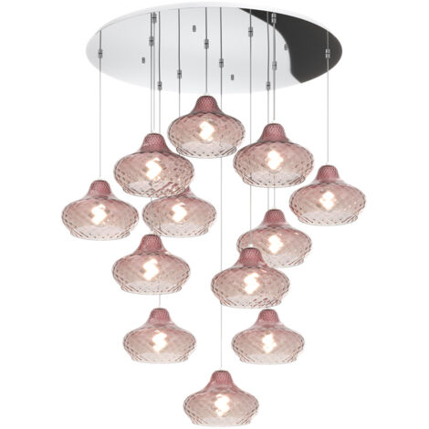 Lampadario Contemporaneo Dress Metallo Cromo Vetro Ruggine 12 Luci E27