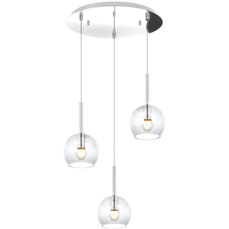 Sospensione Contemp. Rosone Tondo Future Met. Cromo Vetro Trasp. 3 Luci E27 42Cm (1/3)