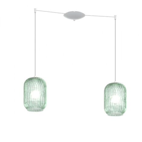 Sospensione Contemporanea Tender Metallo Bianco Vetro Verde 2 Luci E27 (1/3)
