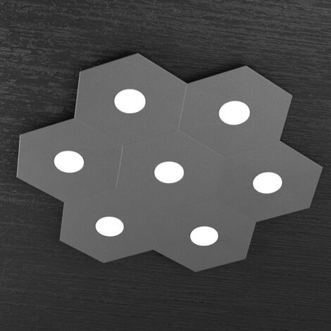 Plafoniera Industrial-Minimal Hexagon Metallo Antracite 7 Luci Led 12X7W (1/3)