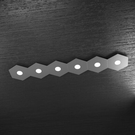 Plafoniera Moderna Hexagon Metallo Grigio Antracite 6 Luci Led 12X6W (1/4)