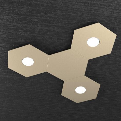 Plafoniera Industrial-Minimal 4 Moduli Hexagon Metallo Sabbia 3 Luci Led 12X3W (1/3)