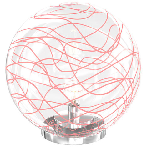Lampada Scrivania Contemporanea Moon Metallo Cromo Vetro Rosso 1 Luce E27 30Cm (1/4)