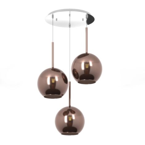 Sospensione Contemp. Rosone Tondo Future Met. Cromo Vetro Rame 3 Luci E27 D52Cm (1/5)