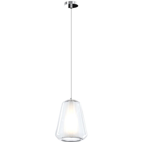 Sospensione Contemporanea Double Skin Gamma Metallo Cromo Vetro Trasp 1 Luce E27