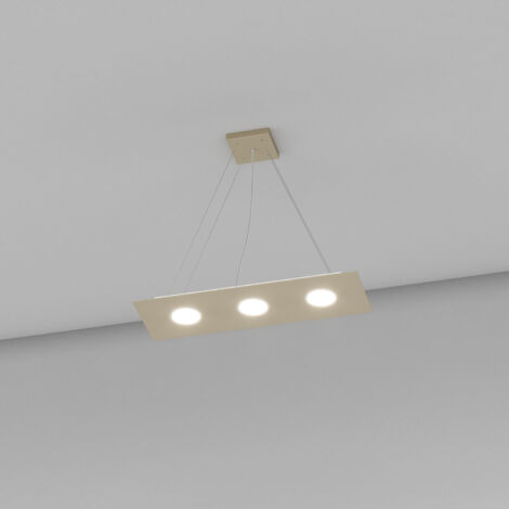 Lampadario Moderno Rettangolare Area Metallo Sabbia 3 Luci Gx53