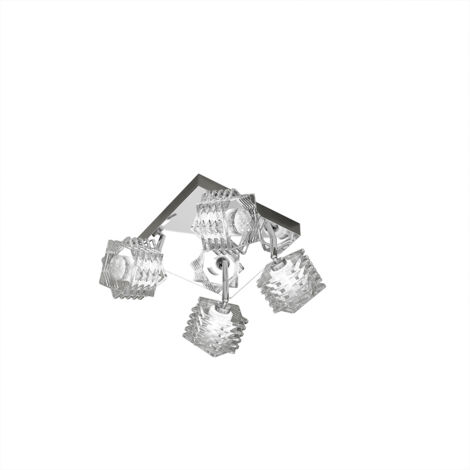 Plafoniera Contemporanea Rubik Metallo Cromo Diffusore Cristallo 4 Luci G9 (1/3)