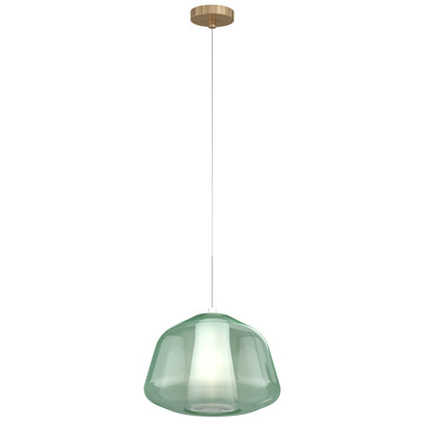 Sospensione Contemporaneo Double Skin Metallo Ottone Vetro Verde 1 Luce E27