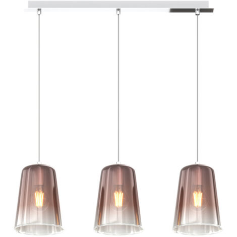 Sospensione Contemporanea Rett. Shaded Metallo Cromo Vetro Rame 3 Luci E27 (1/3)