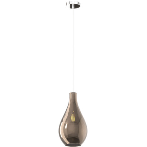 Lampadario Contemporaneo Drop 2.0 Metallo Cromo Vetro Bronzo 1 Luce E27