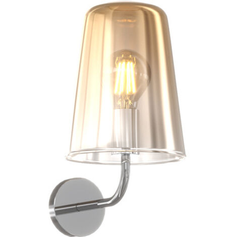 Applique Contemporanea Shaded Metallo Cromo Vetro Ambra 1 Luce E27 (1/3)