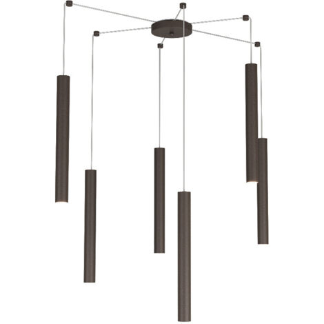 Sospensione Moderna Round Tube Metallo Marrone 6 Luci Gu10 (1/4)