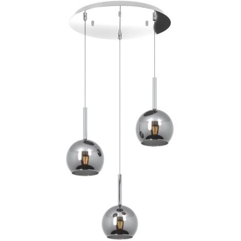Sospensione Contemp. Rosone Tondo Future Met. Cromo Vetro Cromo 3 Luci E27 D42Cm