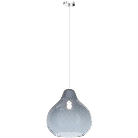 Lampadario Contemporaneo Dress Metallo Cromo Vetro Grande Blu 1 Luce E27