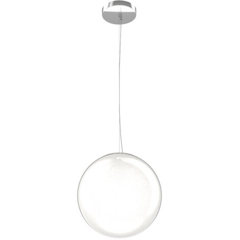 Sospensione Contemporanea Glitter Metallo Cromo Vetro Soffiato Trasp 1 Luce E14 (1/3)