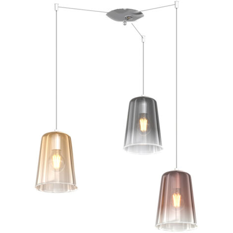Sospensione Contemporanea Shaded Metallo Cromo Vetro Multicolor 3 Luci E27 (1/3)