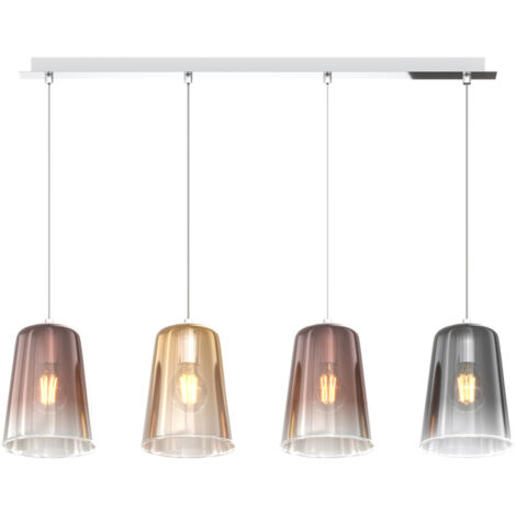 Sospensione Contemporanea Rett. Shaded Metallo Cromo Vetro Multicolor 4 Luci E27 (1/3)