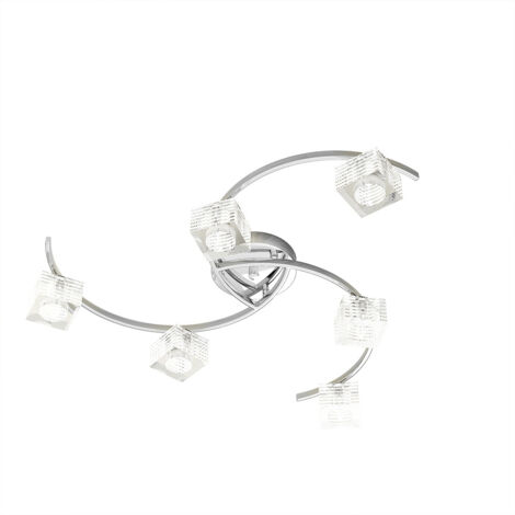 Plafoniera Contemporanea Metropolitan Metallo Cromo Vetro Trasparente 6 Luci G9 (1/3)