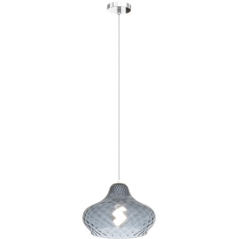 Lampadario Contemporaneo Dress Metallo Cromo Vetro Blu 1 Luce E27