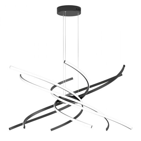 Sospensione Moderna Tornado Alluminio Nero Led 69W D.80Cm Luce Naturale