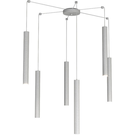 Sospensione Moderna Round Tube Metallo Grigio 6 Luci Gu10 (1/4)