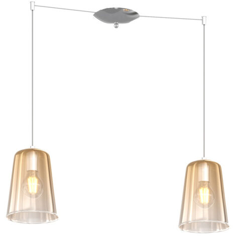 Sospensione Contemporanea Shaded Metallo Cromo Vetro Ambra 2 Luci E27 (1/3)