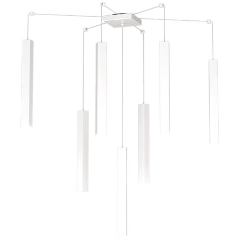 Sospensione Moderna Square Tube Metallo Bianco 7 Luci Gu10 (1/4)