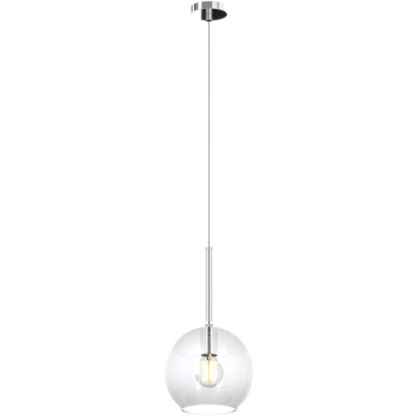 Sospensione Contemporanea Future Metallo Cromo Vetro Trasp. 1 Luce E27 D.20Cm (1/3)