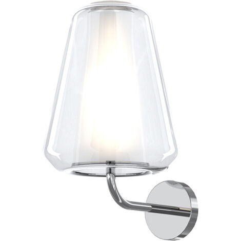 Applique Contemporanea Double Skin Gamma Metallo Cromo Vetro Trasp. 1 Luce E27
