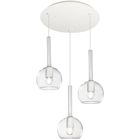 Sospensione Contemp. Rosone Tondo Future Met. Bianco Vetro Trasp. 3 Luci E27 (1/3)