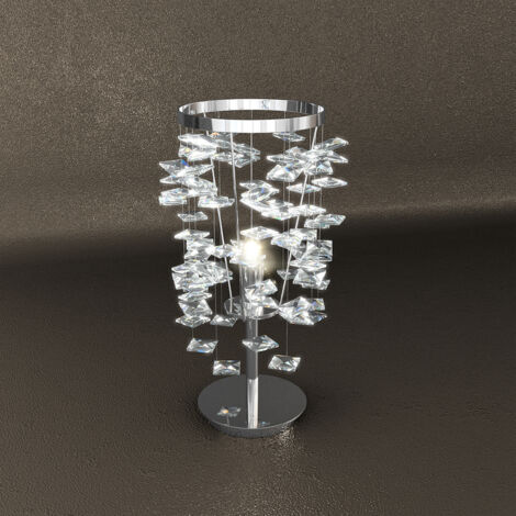 Lampada Da Scrivania Contemporanea Flare Metallo Cromo Cristallo 1 Luce G9 (1/2)