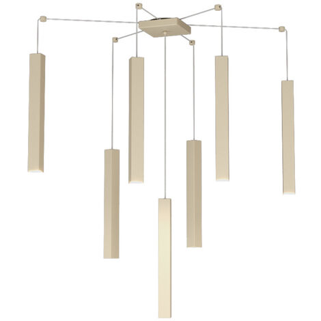 Sospensione Moderna Square Tube Metallo Sabbia 7 Luci Gu10 (1/4)