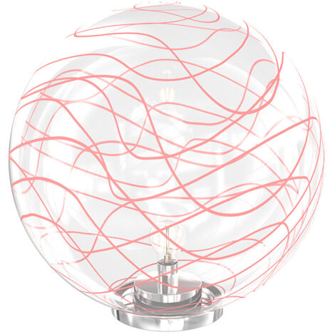 Lampada Scrivania Contemporanea Moon Metallo Cromo Vetro Rosso 1 Luce E27 40Cm (1/4)