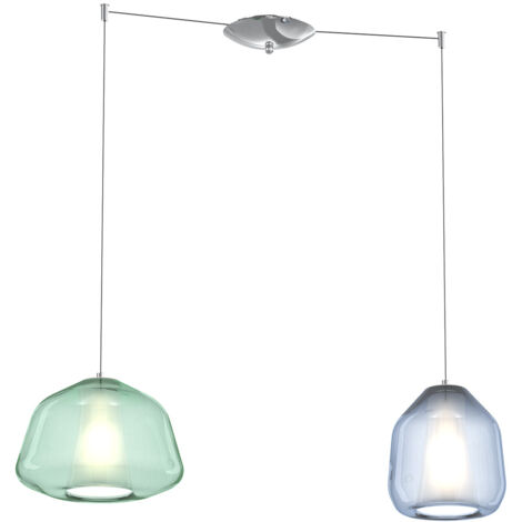 Lampadario Contemp Double Skin Metallo Cromo Vetro Ab Multicolor 2 Luci E27