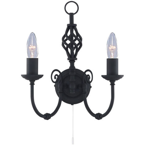 Applique Industrial-Nordico Zanzibar Acciaio Nero 2 Luci E14 (1/5)