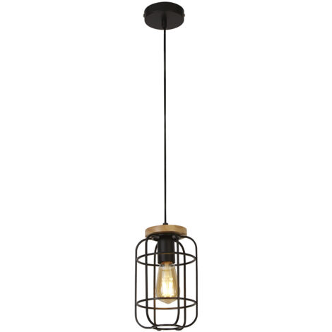 Vision Pendant - Metallo nero opaco e legno (1/4)