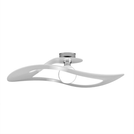 Plafoniera Moderna Surf Metallo Bianco Vetro Cromo 1 Luce E27 D.70Cm (1/4)