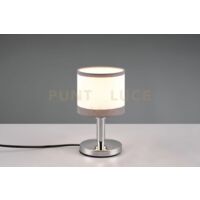 DAVOS LAMPADA DA TAVOLO METALLO CROMATO PARALUME BIANCO E GRIGIO H. 22CM 1 LUCE ATTACCO E14